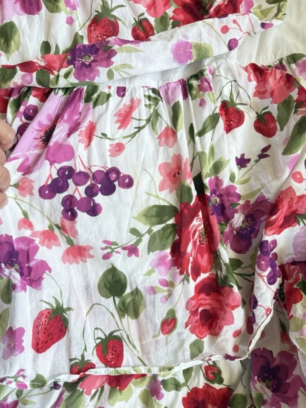 Abercrombie & Fitch Strawberry Floral Maxi Dress Large Tall Tie Back Romantic